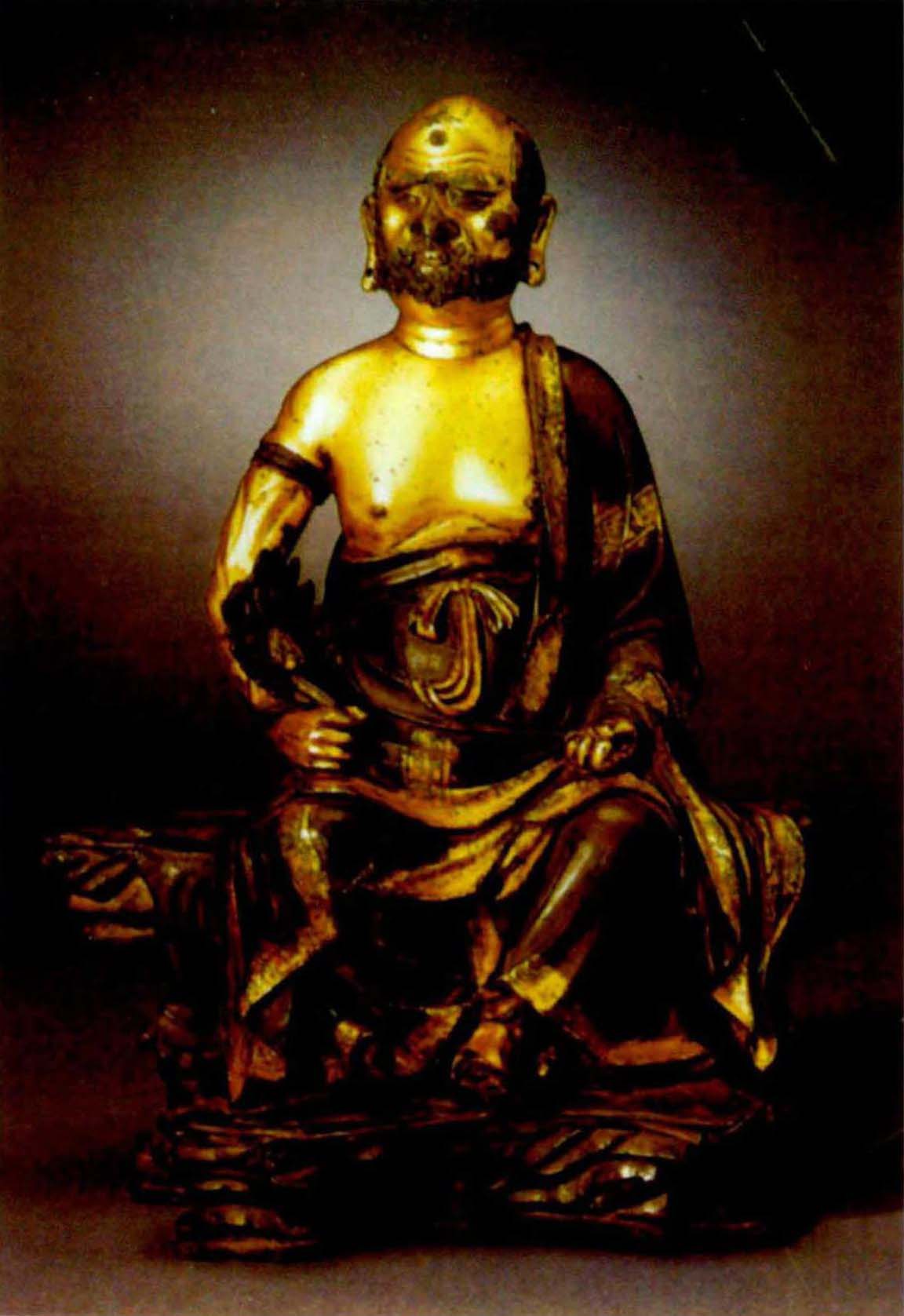 铜鎏金达摩坐像